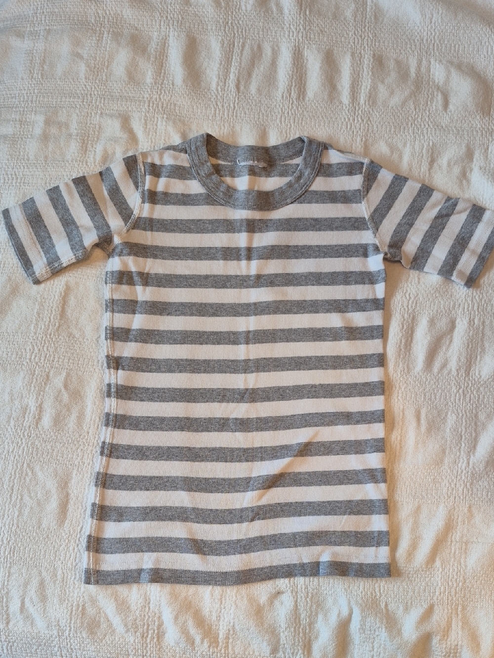 Hanna Andersson boys size 140 or 10 gray & white striped pajama top VGUC